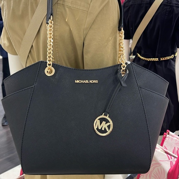 MICHAEL KORS LG CHAIN SHOULDER TOTE BLACK NWT - Picture 9 of 16